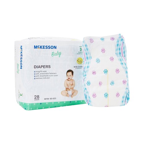 MON1144476CS - McKesson - McKesson Unisex Baby Diaper Tab Closure Size 3 Disposable, 112/CS