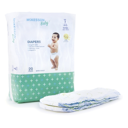 MON1144480CS - McKesson - McKesson Unisex Baby Diaper Tab Closure Size 7 Disposable, 80/CS