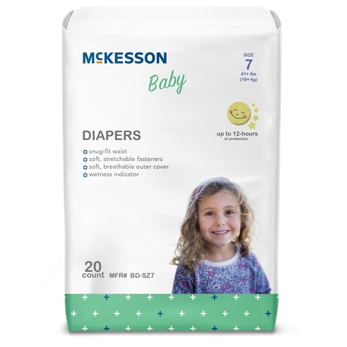 MON1144480CS - McKesson - McKesson Unisex Baby Diaper Tab Closure Size 7 Disposable, 80/CS
