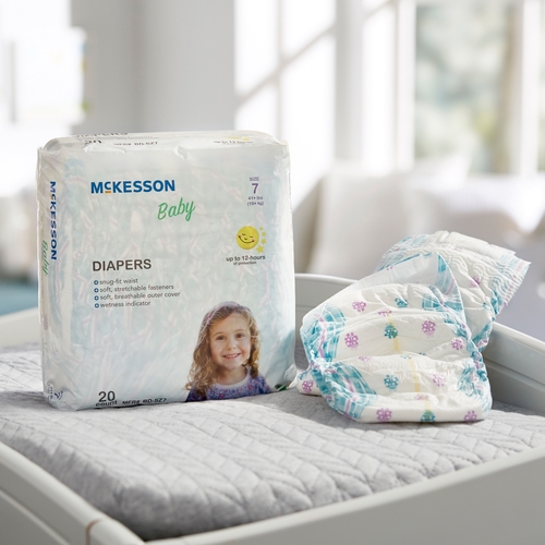 MON1144480CS - McKesson - McKesson Unisex Baby Diaper Tab Closure Size 7 Disposable, 80/CS