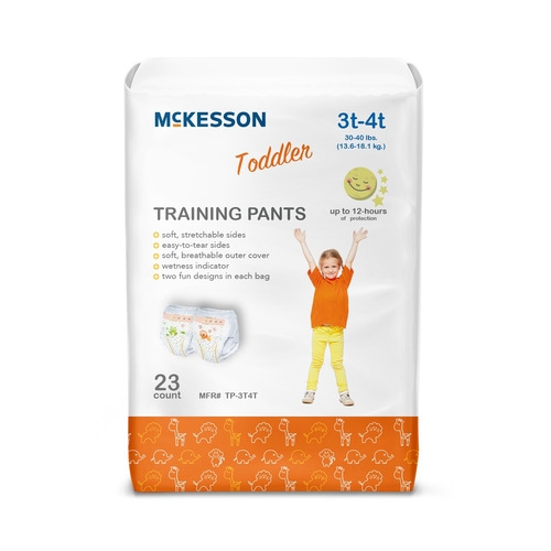 MON1144482CS - McKesson - McKesson Unisex Toddler Training Pants, Pull On with Tear Away Seams, Size 3T to 4T, Disposable, Heavy Absorbency, 92/CS