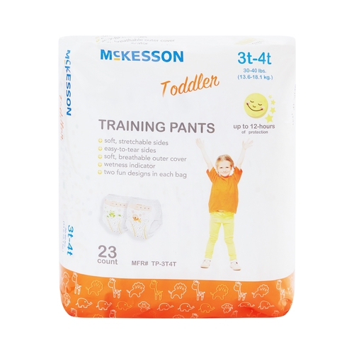 MON1144482CS - McKesson - McKesson Unisex Toddler Training Pants, Pull On with Tear Away Seams, Size 3T to 4T, Disposable, Heavy Absorbency, 92/CS