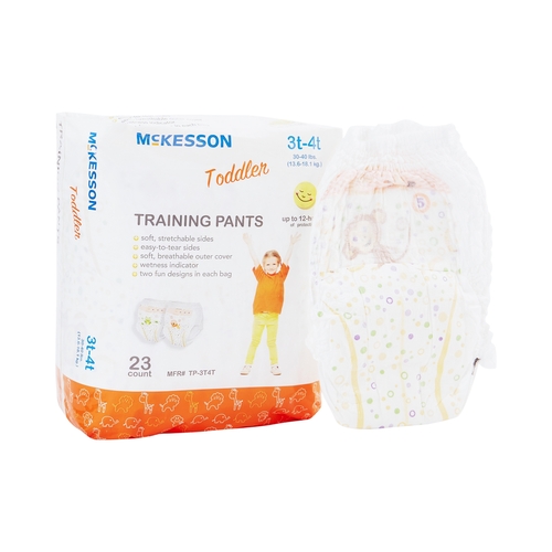 MON1144482CS - McKesson - McKesson Unisex Toddler Training Pants, Pull On with Tear Away Seams, Size 3T to 4T, Disposable, Heavy Absorbency, 92/CS