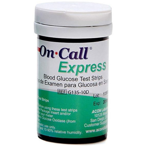 MON1148290CS - Acon Labs - Blood Glucose Test Strips On Call Express 50 Strips per Vial No Coding Required For On Call Express Blood Glucose Monitor, 10000/CS