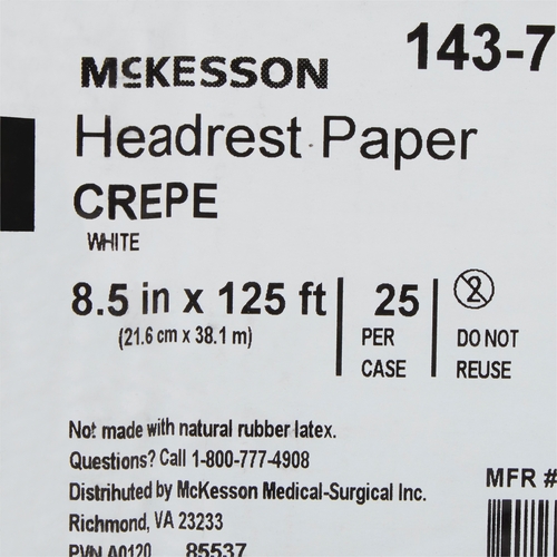 MON1149920CS - McKesson - Headrest Paper 8-1/2 Inch Width White Crepe, 25/CS