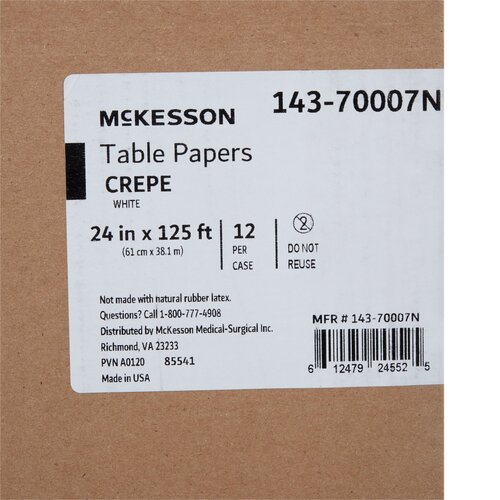 MON1149922CS - McKesson - Table Paper 24 Inch White Crepe, 12/CS