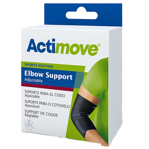 MON1150563EA - BSN Medical - Elbow Support Actimove&reg; Sports Edition One Size Fits Most Pull-On / Hook and Loop Strap Closure Sleeve Left or Right Elbow 7-1/2 to 14-1/2 Inch Circumference Black, 1/EA