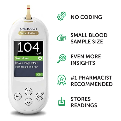 MON1151164EA - LifeScan - LifeScan Blood Glucose Meter OneTouch Verio 5 Second Results Stores Up To 500 Results No Coding Required, 1/EA
