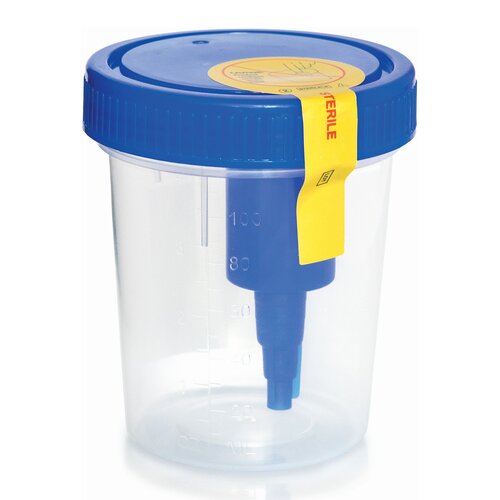 MON1151455CS - McKesson - McKesson Urine Specimen Container with Integrated Transfer Device 120 mL (4 oz.) Screw Cap Patient Information Sterile, 200/CS