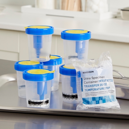 MON1151455CS - McKesson - McKesson Urine Specimen Container with Integrated Transfer Device 120 mL (4 oz.) Screw Cap Patient Information Sterile, 200/CS