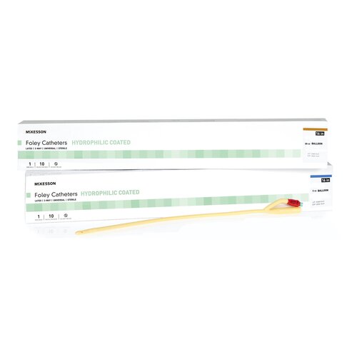 MON1152057CS - McKesson - McKesson Foley Catheter 2-Way Coude Tip 5 cc Balloon 16 Fr. Latex, 200/CS