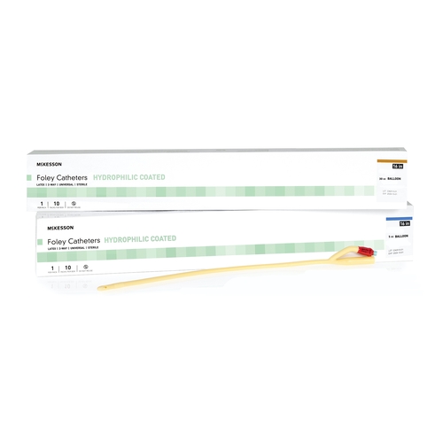 MON1152058CS - McKesson - McKesson Foley Catheter 2-Way Coude Tip 5 cc Balloon 18 Fr. Latex, 200/CS