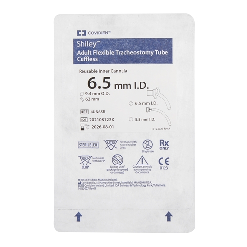 MON1153576EA - Covidien - Tracheostomy Tube Shiley Flexible Flexible Size 6-1/2 Uncuffed, 1/BX