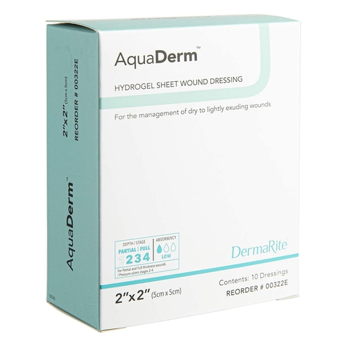 MON1154980BX - Dermarite - Hydrogel Dressing AquaDerm 2 x 2&quot; Square 10 Count Sterile, 10 EA/BX