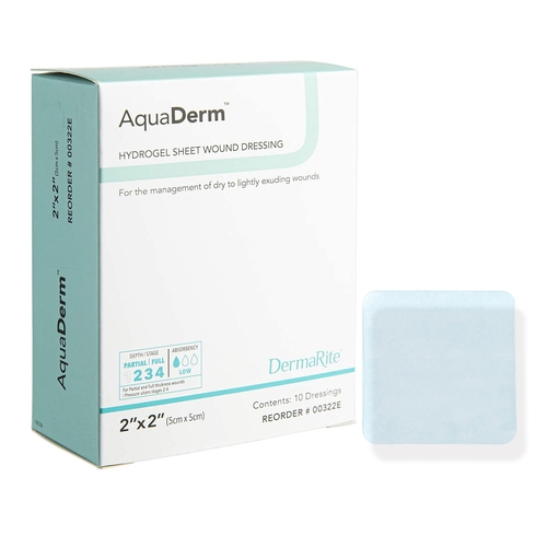 MON1154980BX - Dermarite - Hydrogel Dressing AquaDerm 2 x 2&quot; Square 10 Count Sterile, 10 EA/BX