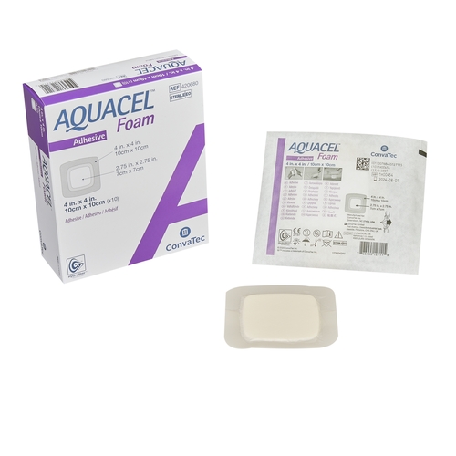Aquacel Silicone Foam Dressing Aquacel 4 X 4 Inch Square Adhesive with  Border Sterile, 1/EA - Convatec 420680 EA - Betty Mills