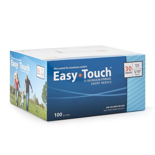MON1156896CS - MHC Medical - MHC Medical Insulin Syringe with Needle EasyTouch 1 mL 30 Gauge 5/16 Inch Attached Needle Without Safety, 100/BX, 5BX/CS