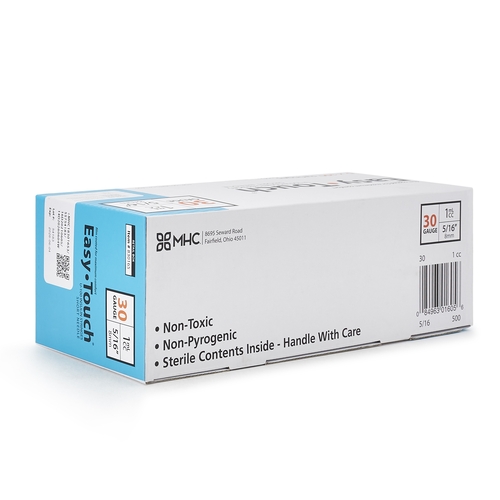 MON1156896CS - MHC Medical - MHC Medical Insulin Syringe with Needle EasyTouch 1 mL 30 Gauge 5/16 Inch Attached Needle Without Safety, 100/BX, 5BX/CS