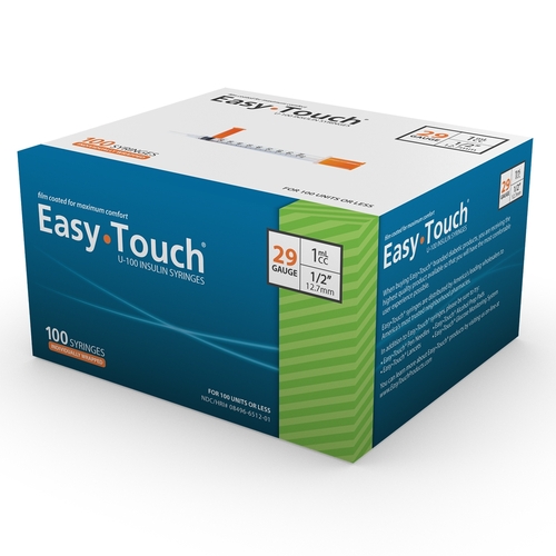 MON1156901CS - MHC Medical - MHC Medical Standard Insulin Syringe with Needle EasyTouch 1 mL 1/2 Inch 29 Gauge NonSafety Thin Wall