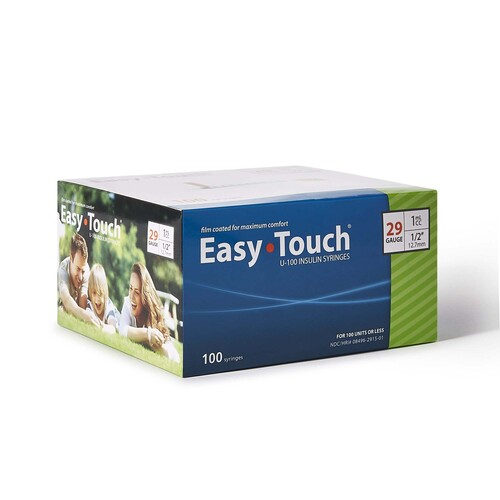 MON1156907CS - MHC Medical - MHC Medical Standard Insulin Syringe with Needle EasyTouch 1 mL 1/2 Inch 29 Gauge NonSafety Thin Wall
