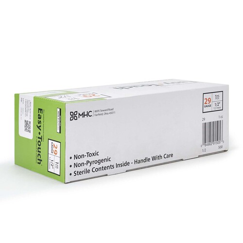 MON1156907CS - MHC Medical - MHC Medical Standard Insulin Syringe with Needle EasyTouch 1 mL 1/2 Inch 29 Gauge NonSafety Thin Wall