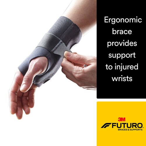 MON1158331CS - 3M - Wrist Brace Futuro&trade; Compression Stabilizing Low Profile Aluminum / Nylon / Polyester / Polyethylene / Spandex / Silicone Right Hand Black Large / X-Large