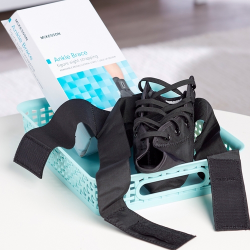 MON1159071EA - McKesson - McKesson Ankle Brace x-Small Lace-Up / Figure-8 Strap / Hook and Loop Closure Left or Right Foot, 1/EA