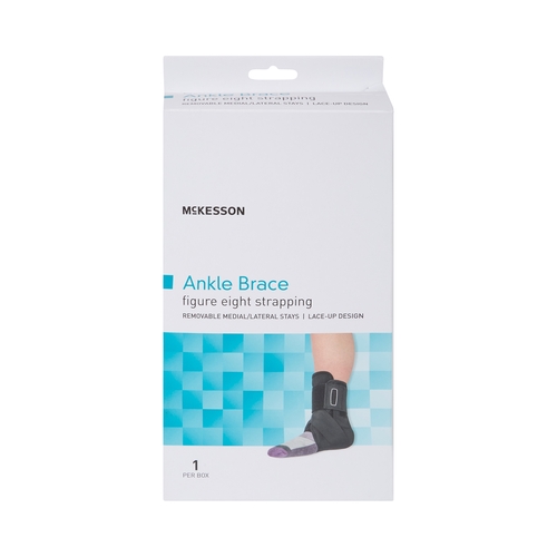MON1159071EA - McKesson - McKesson Ankle Brace x-Small Lace-Up / Figure-8 Strap / Hook and Loop Closure Left or Right Foot, 1/EA