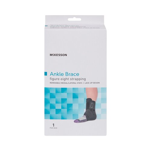 MON1159073EA - McKesson - McKesson Ankle Brace Medium Lace-Up / Figure-8 Strap / Hook and Loop Closure Left or Right Foot, 1/EA