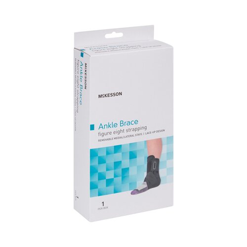 MON1159073EA - McKesson - McKesson Ankle Brace Medium Lace-Up / Figure-8 Strap / Hook and Loop Closure Left or Right Foot, 1/EA