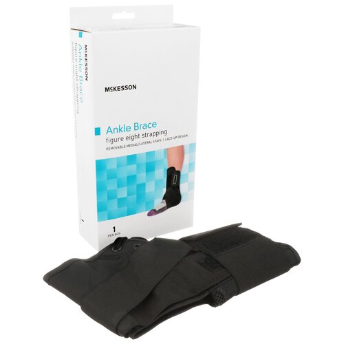 MON1159073EA - McKesson - McKesson Ankle Brace Medium Lace-Up / Figure-8 Strap / Hook and Loop Closure Left or Right Foot, 1/EA