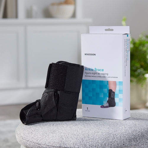 MON1159074EA - McKesson - McKesson Ankle Brace Large Lace-Up / Figure-8 Strap / Hook and Loop Closure Left or Right Foot, 1/EA