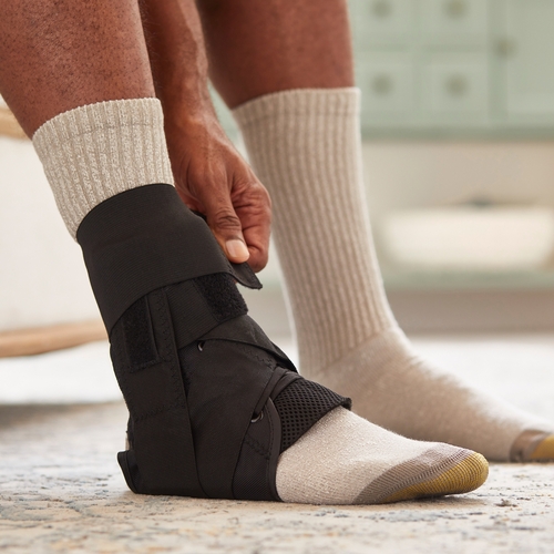 MON1159074EA - McKesson - McKesson Ankle Brace Large Lace-Up / Figure-8 Strap / Hook and Loop Closure Left or Right Foot, 1/EA