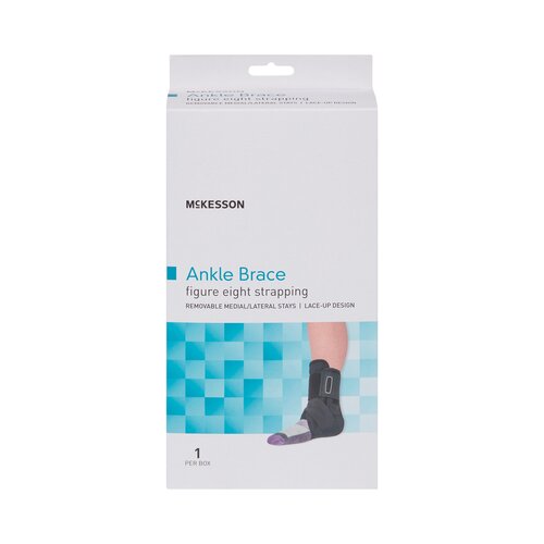 MON1159074EA - McKesson - McKesson Ankle Brace Large Lace-Up / Figure-8 Strap / Hook and Loop Closure Left or Right Foot, 1/EA