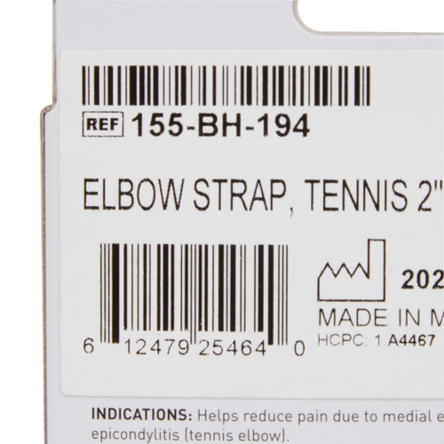 MON1159089EA - McKesson - Elbow Support Strap, One Size Fits Most, Hook and Loop with D Ring, Tennis/Golf, Left or Right Elbow, Up to 18" Circumference, Black