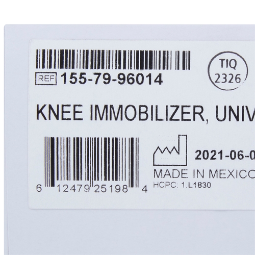 MON1159092EA - McKesson - McKesson Knee Immobilizer One Size Fits Most Elastic Contact Straps Up to 29" Thigh Circumference 14" Length Left or Right Knee, 1/EA