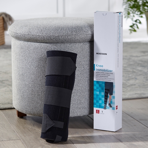 MON1159092EA - McKesson - McKesson Knee Immobilizer One Size Fits Most Elastic Contact Straps Up to 29" Thigh Circumference 14" Length Left or Right Knee, 1/EA