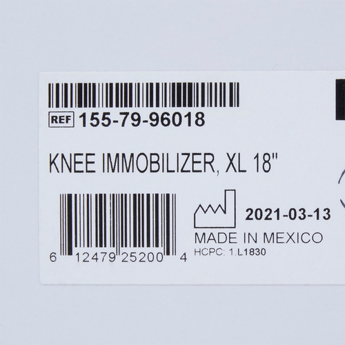 MON1159094EA - McKesson - McKesson Knee Immobilizer x-Large Elastic Contact Straps Up to 36" Thigh Circumference 18" Length Left or Right Knee, 1/EA