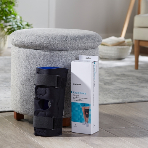 MON1159100EA - McKesson - McKesson Knee Brace Small Wraparound / Hook and Loop Straps with D-Rings 15-1/2 to 18" Circumference Left or Right Knee, 1/EA