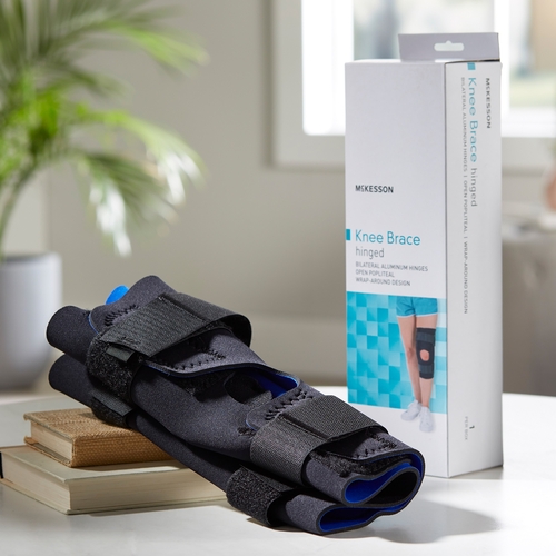 MON1159105EA - McKesson - McKesson Knee Brace 3x-Large Wraparound / Hook and Loop Straps with D-Rings 28 to 30-1/2" Circumference Left or Right Knee, 1/EA