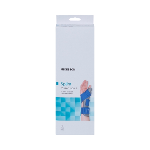 MON1159134EA - McKesson - McKesson Thumb Splint Adult Large / X-Large Hook and Loop Strap Closure Right Hand Blue / Gray, 1/EA