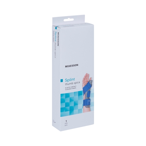 MON1159134EA - McKesson - McKesson Thumb Splint Adult Large / X-Large Hook and Loop Strap Closure Right Hand Blue / Gray, 1/EA
