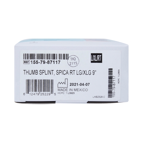 MON1159134EA - McKesson - McKesson Thumb Splint Adult Large / X-Large Hook and Loop Strap Closure Right Hand Blue / Gray, 1/EA
