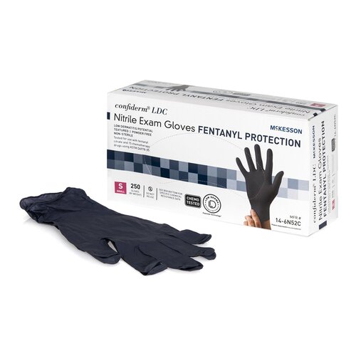 MON1159333CS - McKesson - McKesson Exam Glove Confiderm&reg; LDC Small NonSterile Nitrile Standard Cuff Length Fully Textured Black Chemo Tested / Fentanyl Tested