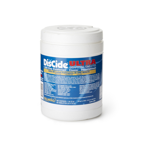 MON1159344CN - Palmero - DisCide&reg; Ultra Surface Disinfectant Cleaner Premoistened Quaternary Based Manual Pull Wipe 60 Count Canister Herbal Scent NonSterile