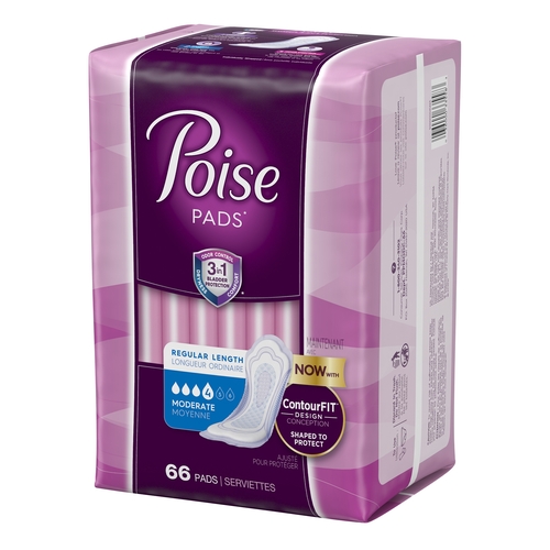 Poise Postpartum Incontinence Pads, Moderate Absorbency, Regular Length, 66  Count - 66 ea