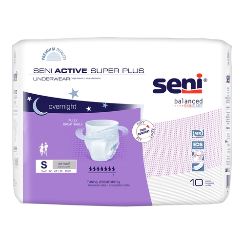Seni® Active Super Plus - Adult Absorbent Underwear, Unisex, Pull On with  Tear Away Seams, Small, Disposable, Heavy Absorbency, 4PK/CS - TZMO  S-SM10-AP1 CS - Betty Mills