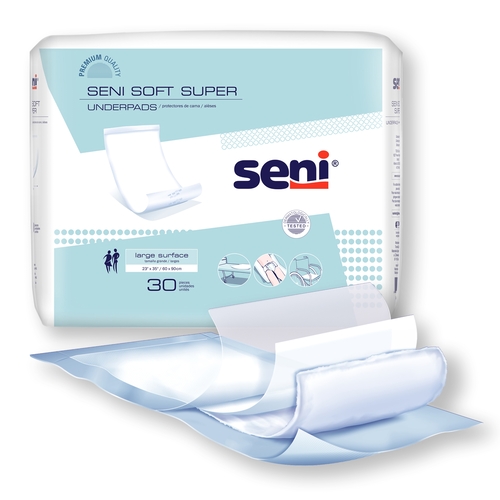 MON1163821CS - TZMO - TZMO Seni&reg; Soft Super Disposable Underpads - Cellulose Pulp, Moderate Absorbency 23" x 35", 2PK/CS