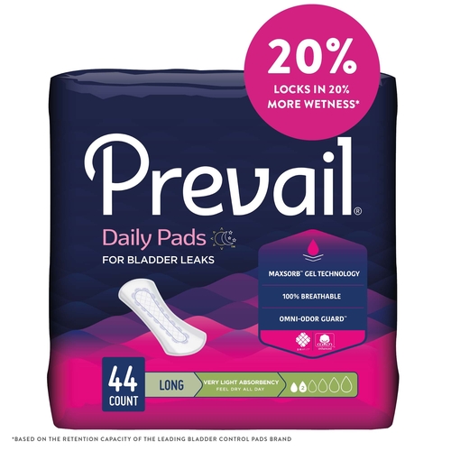 MON1166745CS - First Quality - First Quality Bladder Control Pad Prevail 8.35" Length Light Absorbency One Size Fits Most Adult Female Disposable, 176 EA/CS