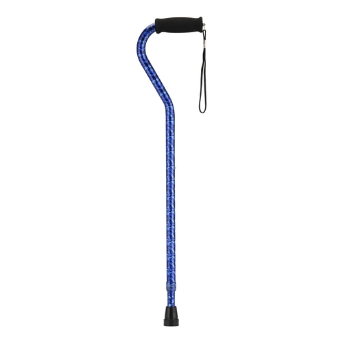 MON1167007CS - Nova Ortho-Med - Offset Cane Nova Aluminum 30 to 39 Inch Height Blue Wave Print, 12/CS